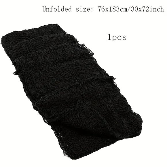 1pc Halloween Black Creepy Cloth - Spooky Fabric Decoration for Haunted House - Picture 2 of 2